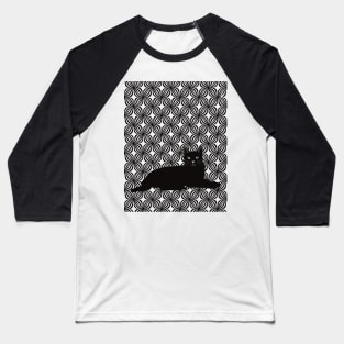 The Black cat is chilling and watching you. Baseball T-Shirt